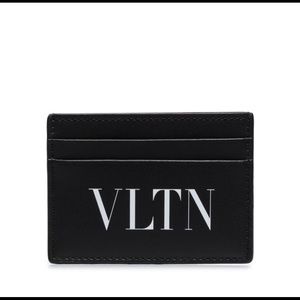 Valentino Black VLTN Leather Card Holder